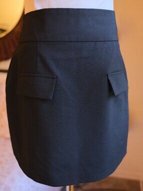Djerf Avenue Black Mini Skirt XS Flap Pocket Tailored High Waist